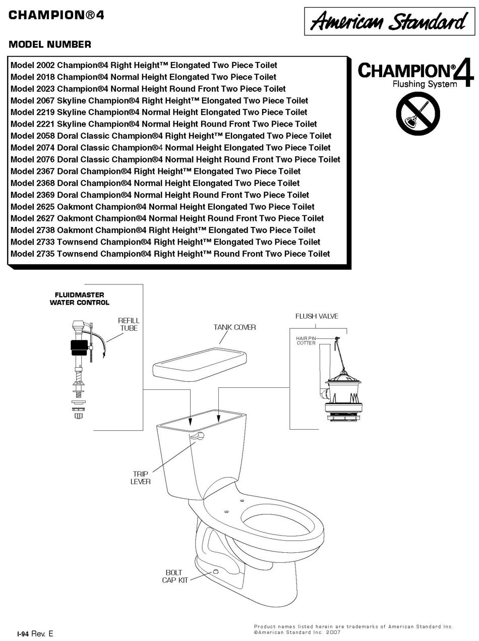 ToiletPro.com Parts Breakdown For American Standard 4272 Toilet